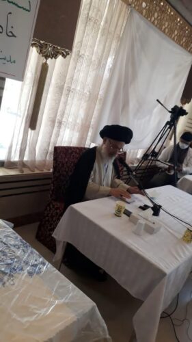 دیدار آیت الله حسینی بوشهری با روحانیون کاروان ها در مدینه منوره