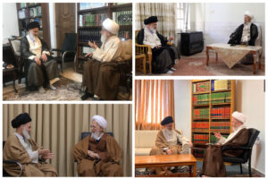 دیدار آیت الله حسینی بوشهری با مراجع عظام تقلید