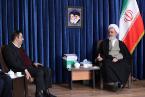 آیت الله علیرضا اعرافی در دیدار محمدی معاون وزیر تعاون، کار و رفاه اجتماعی و رئیس سازمان آموزش فنی و حرفه ای کشور