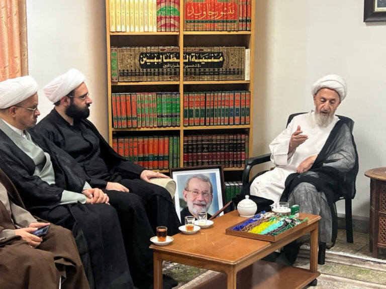 آیت الله العظمی سبحانی در دیدار خانواده شهید لاریجانی