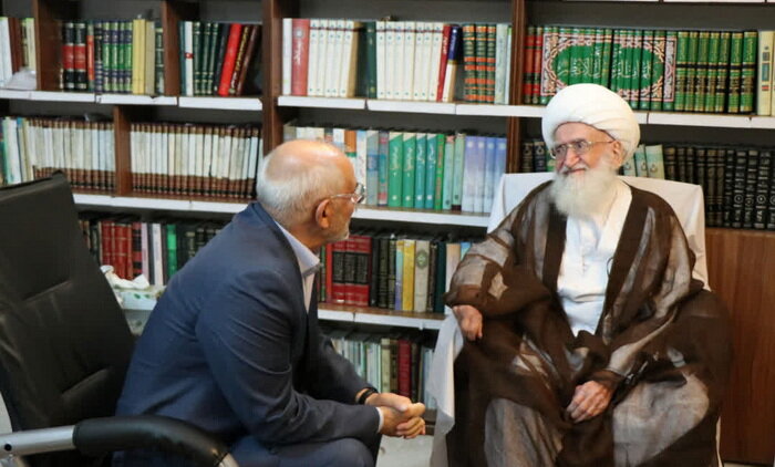 آیت الله العظمی نوری همدانی در دیدار با رئیس دفتر رئیس جمهور